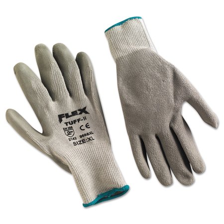 MCR SAFETY FlexTuff Latex Dipped Gloves, Gray, X-Large, Pair, 12PK 9688XL